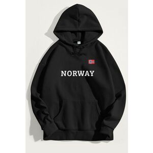 Mikina s Kapucí, Barva Černá, s Potiskem Norway obraz