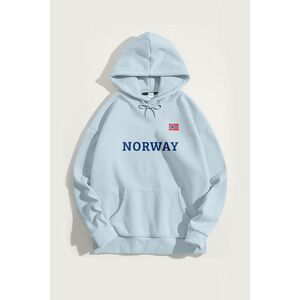 Mikina s Kapucí, Barva Nebesky Modrá , s Potiskem Norway obraz