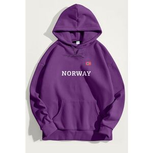 Mikina s Kapucí, Barva Fialová , s Potiskem Norway obraz
