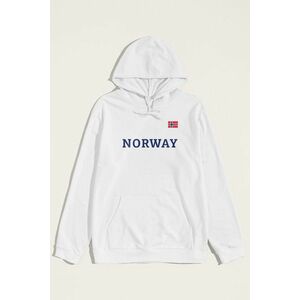 Mikina s Kapucí, Barva Bílá, s Potiskem Norway obraz