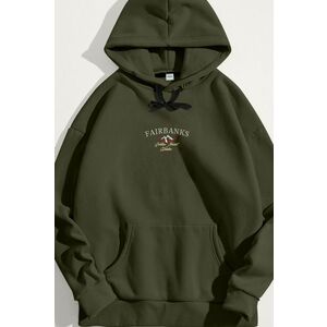 Mikina s Kapucí, Barva Khaki, s Potiskem Fairbanks Alaska obraz