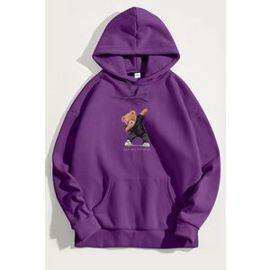 Mikina s Kapucí, Barva Fialová , s Potiskem Bad Boy Dubbing Teddy obraz