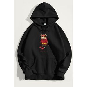 Mikina s Kapucí, Barva Černá, s Potiskem Ski Club Teddy obraz