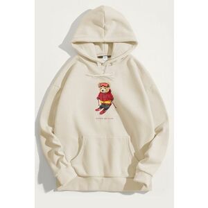 Mikina s Kapucí, Barva Ekru, s Potiskem Ski Club Teddy obraz