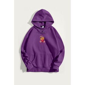 Mikina s Kapucí, Barva Fialová , s Potiskem Alley Oop Teddy obraz