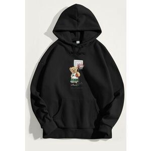 Mikina s Kapucí, Barva Černá, s Potiskem Mr 34 Teddy obraz