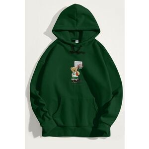 Mikina s Kapucí, Barva Zelená, s Potiskem Mr 34 Teddy obraz