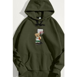Mikina s Kapucí, Barva Khaki, s Potiskem Mr 34 Teddy obraz
