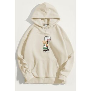 Mikina s Kapucí, Barva Ekru, s Potiskem Mr 34 Teddy obraz