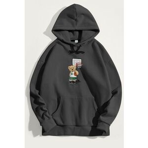 Mikina s Kapucí, Barva Železitě Šedá, s Potiskem Mr 34 Teddy obraz