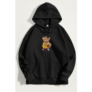 Mikina s Kapucí, Barva Černá, s Potiskem Team Bear Teddy obraz