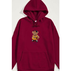 Mikina s Kapucí, Barva Bordó, s Potiskem Team Bear Teddy obraz