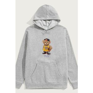 Mikina s Kapucí, Barva Šedá, s Potiskem Team Bear Teddy obraz