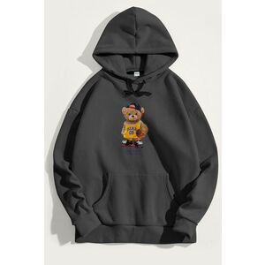 Mikina s Kapucí, Barva Železitě Šedá, s Potiskem Team Bear Teddy obraz