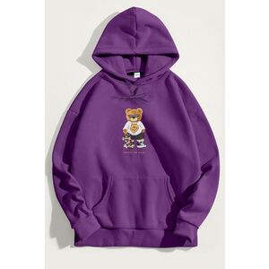 Mikina s Kapucí, Barva Fialová , s Potiskem No Rulez Teddy obraz