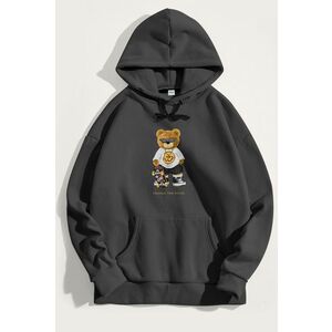 Mikina s Kapucí, Barva Železitě Šedá, s Potiskem No Rulez Teddy obraz