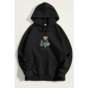 Mikina s Kapucí, Barva Černá, s Potiskem Vintage Style Teddy obraz