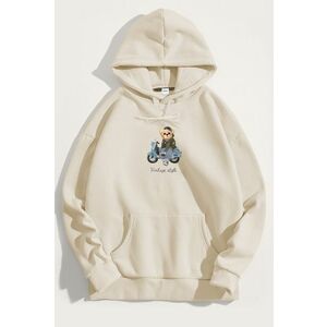 Mikina s Kapucí, Barva Ekru, s Potiskem Vintage Style Teddy obraz