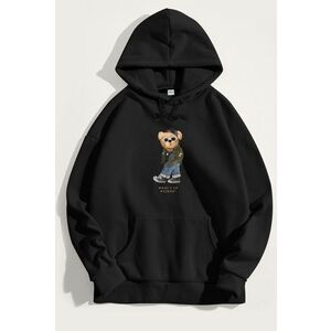 Mikina s Kapucí, Barva Černá, s Potiskem Weirdo Teddy obraz