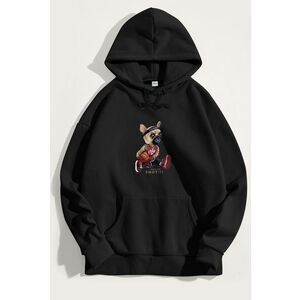 Mikina s Kapucí, Barva Černá, s Potiskem Shot Maker Teddy obraz