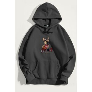 Mikina s Kapucí, Barva Železitě Šedá, s Potiskem Shot Maker Teddy obraz