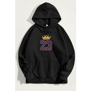 Mikina s Kapucí, Barva Černá, s Potiskem King obraz