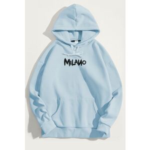 Mikina s Kapucí, Barva Nebesky Modrá , s Potiskem Milano Graffiti obraz