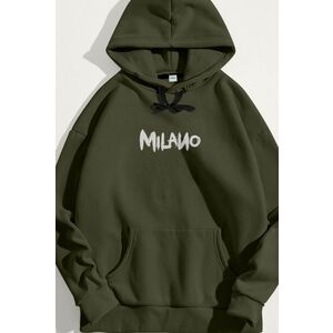 Mikina s Kapucí, Barva Khaki, s Potiskem Milano Graffiti obraz