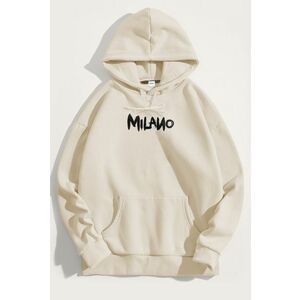 Mikina s Kapucí, Barva Ekru, s Potiskem Milano Graffiti obraz