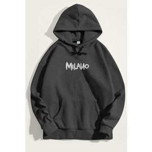 Mikina s Kapucí, Barva Železitě Šedá, s Potiskem Milano Graffiti obraz