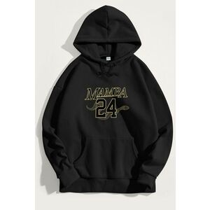 Mikina s Kapucí, Barva Černá, s Potiskem Mamba 24 obraz