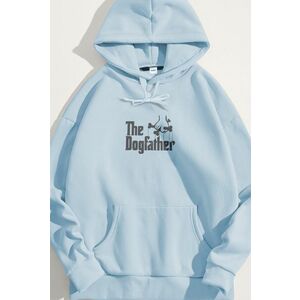 Mikina s Kapucí, Barva Nebesky Modrá , s Potiskem The Dogfather obraz