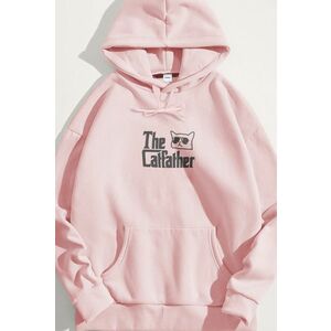 Mikina s Kapucí, Barva Růžová, s Potiskem The Catfather obraz