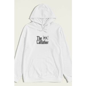 Mikina s Kapucí, Barva Bílá, s Potiskem The Catfather obraz