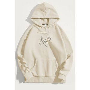 Mikina s Kapucí, Barva Ekru, s Potiskem Dog High Five obraz