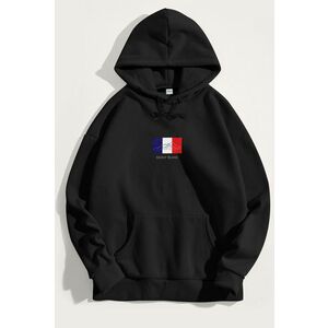 Mikina s Kapucí, Barva Černá, s Potiskem Mont Blanc French Alps obraz