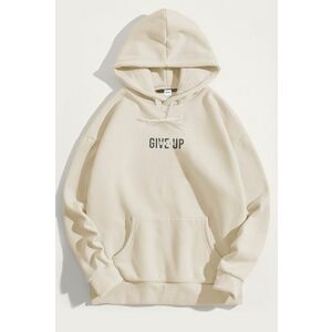 Mikina s Kapucí, Barva Ekru, s Potiskem Never Give Up obraz