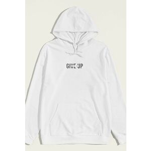 Mikina s Kapucí, Barva Bílá, s Potiskem Never Give Up obraz