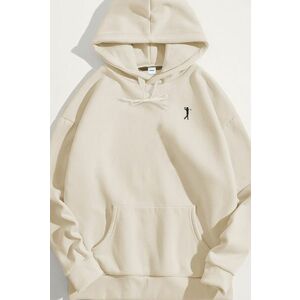 Mikina s Kapucí, Barva Ekru, s Potiskem Golf Swing Logo obraz