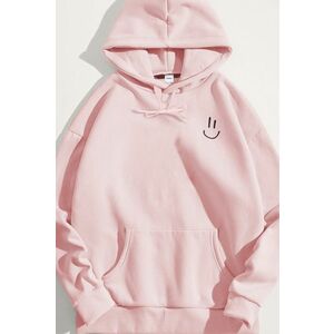 Mikina s Kapucí, Barva Růžová, s Potiskem Smiley Face obraz