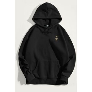 Mikina s Kapucí, Barva Černá, s Potiskem Bee King obraz