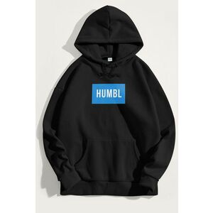 Mikina s Kapucí, Barva Černá, s Potiskem Humble in Blue obraz