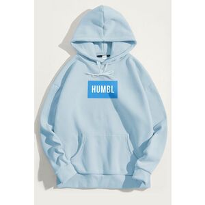Mikina s Kapucí, Barva Nebesky Modrá , s Potiskem Humble in Blue obraz