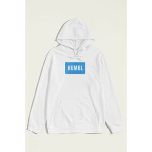 Mikina s Kapucí, Barva Bílá, s Potiskem Humble in Blue obraz