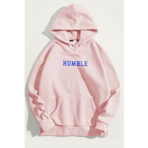 Mikina s Kapucí, Barva Růžová, s Potiskem Humble Print obraz