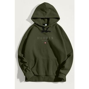 Mikina s Kapucí, Barva Khaki, s Potiskem Hedrix Premium Club obraz