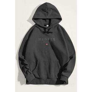 Mikina s Kapucí, Barva Železitě Šedá, s Potiskem Hedrix Premium Club obraz