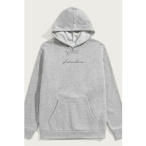 Mikina s Kapucí, Barva Šedá, s Potiskem Hedrix Calligraphy Grey Print obraz