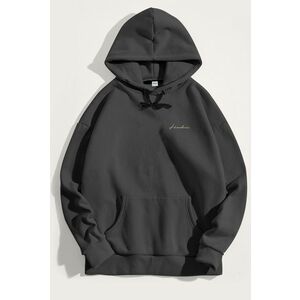 Mikina s Kapucí, Barva Železitě Šedá, s Potiskem Hedrix Logo Yellow obraz