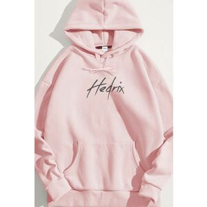 Mikina s Kapucí, Barva Růžová, s Potiskem Hedrix Logo Grey obraz